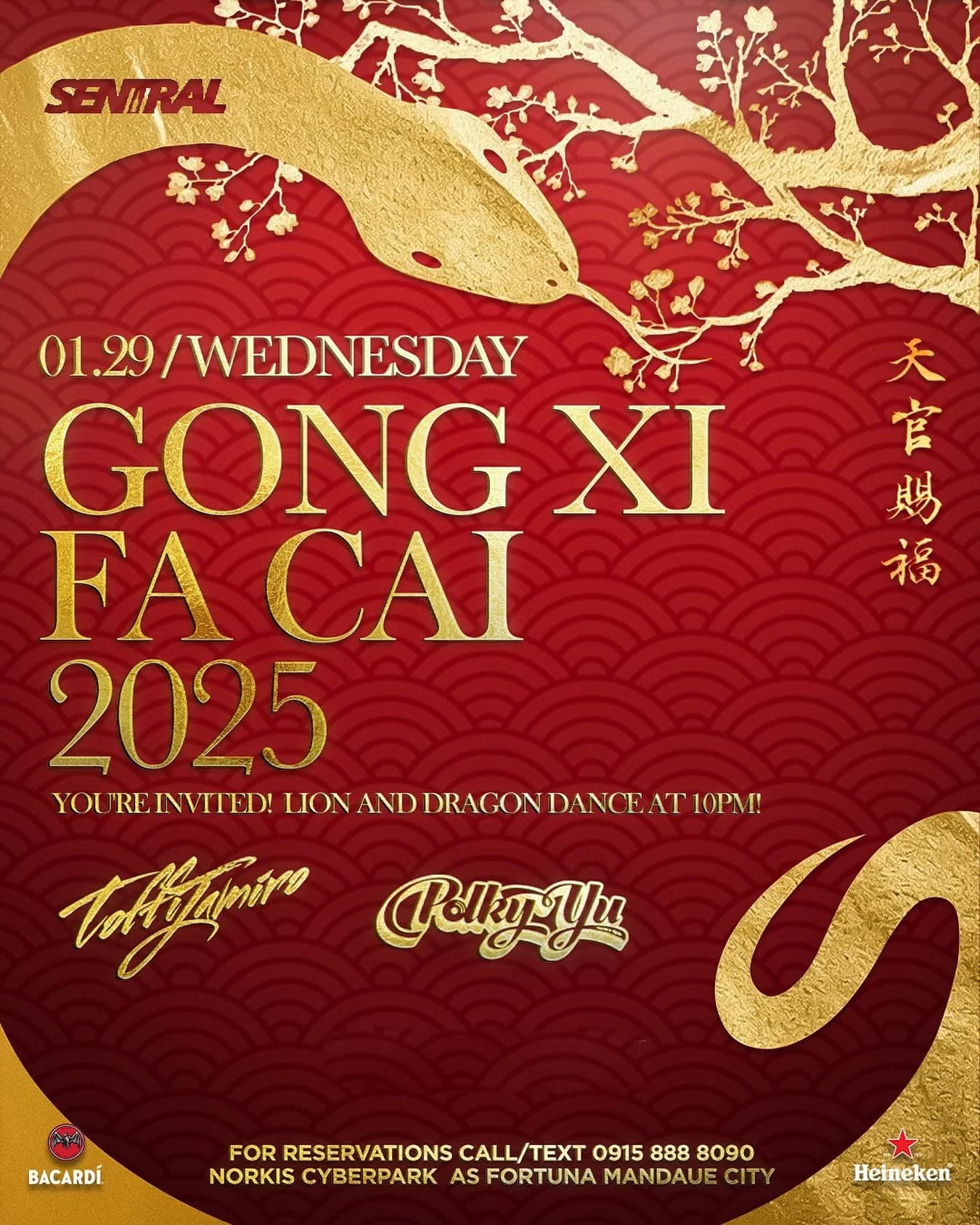 Red and gold Sentral Chinese New Year campaign artwork.
