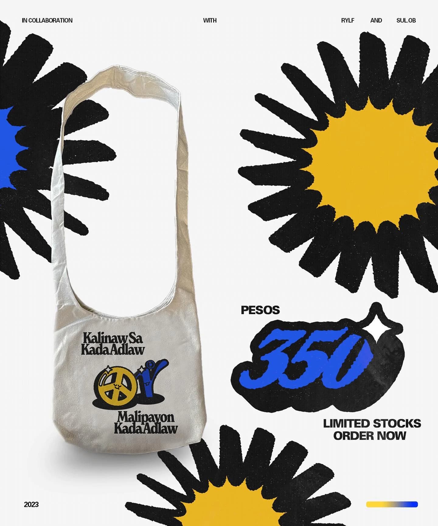 SUL.OB and RYLF tote-bag promotional artwork.