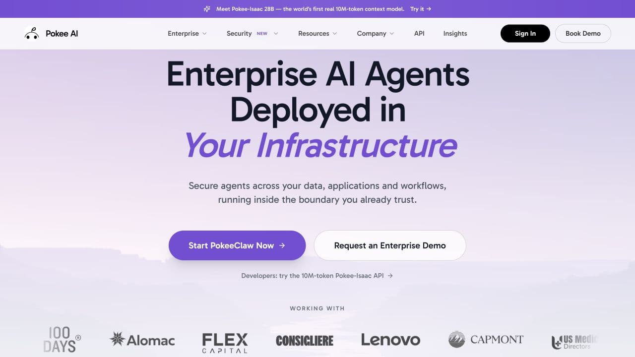 Pokee AI public website, captured 2026-10-27